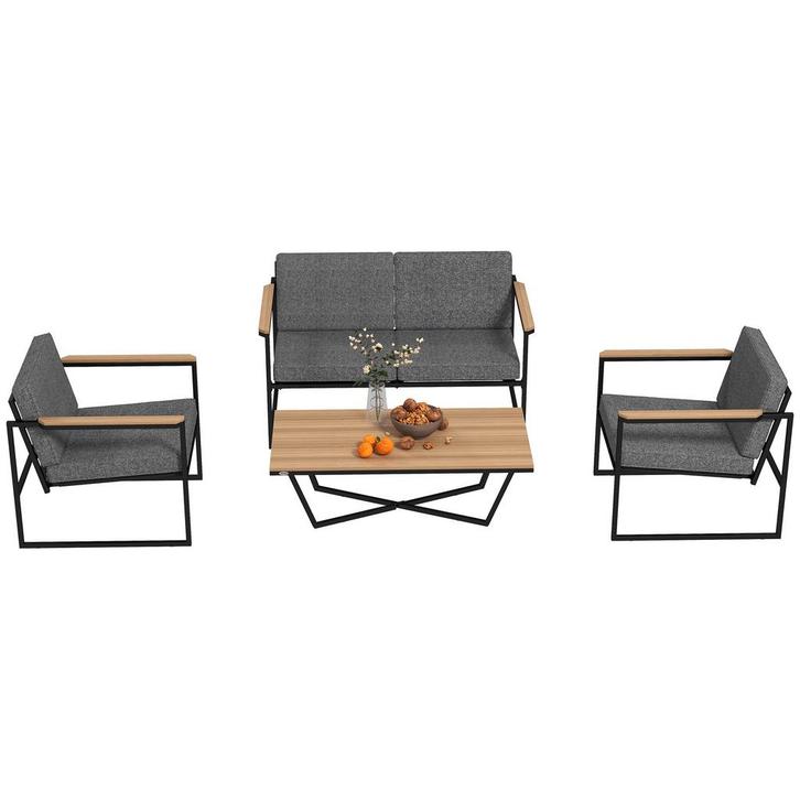 Tuinmeubelenset - Stijlvolle Lounge - Weerbestendig - Grijs, Tuin en Terras, Tuinsets en Loungesets, Nieuw, Ophalen of Verzenden