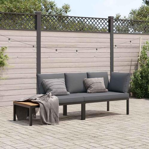 vidaXL 2-delige Loungeset met kussens aluminium zwart, Tuin en Terras, Tuinsets en Loungesets, Loungeset, Nieuw, Verzenden