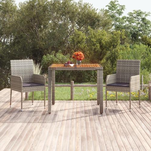 vidaXL Table de jardin dessus en bois Gris 90x90x75 cm, Jardin & Terrasse, Ensembles de jardin, Neuf, Envoi