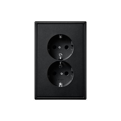 Jung LS990 Dubbele Stopcontactuitgang Matt Zwart (Europese, Doe-het-zelf en Bouw, Elektriciteit en Kabels, Verzenden