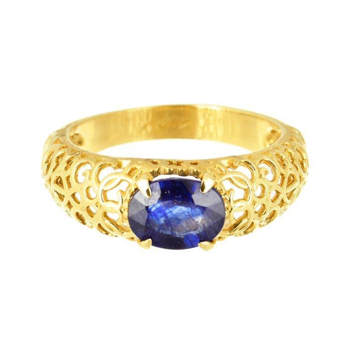 Ring - 18 karaat Geel goud Saffier, Handtassen en Accessoires, Ringen
