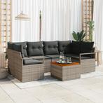 vidaXL Tuinbank Set 7 pcs Grijs Groot Riet, Metalen frame, Tuin en Terras, Verzenden, Nieuw