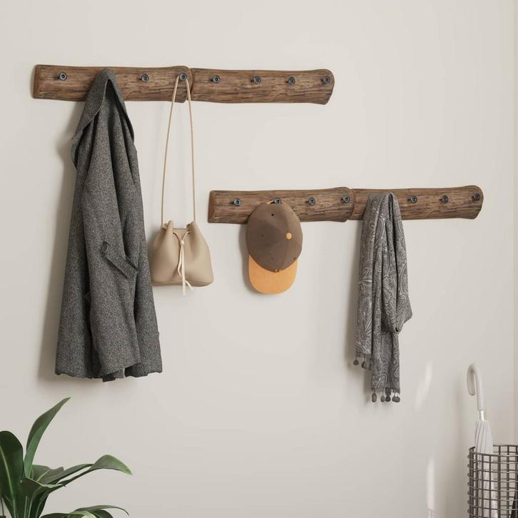 vidaXL Hanger Bruin 50 x 8 x 12 cm Massief Gerecycleerd Hout, Maison & Meubles, Armoires | Penderies & Garde-robes, Envoi