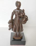 Image - Jeune femme avec une oie et des canards - Bronze, Antiquités & Art