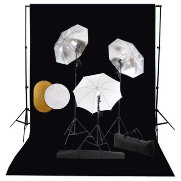 vidaXL Fotostudioset met lampen, paraplus, achtergrond en, Verzenden