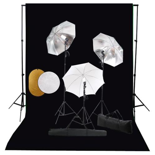 vidaXL Fotostudioset met lampen, paraplus, achtergrond en, Audio, Tv en Foto, Fotografie | Fotostudio en Toebehoren, Nieuw, Verzenden