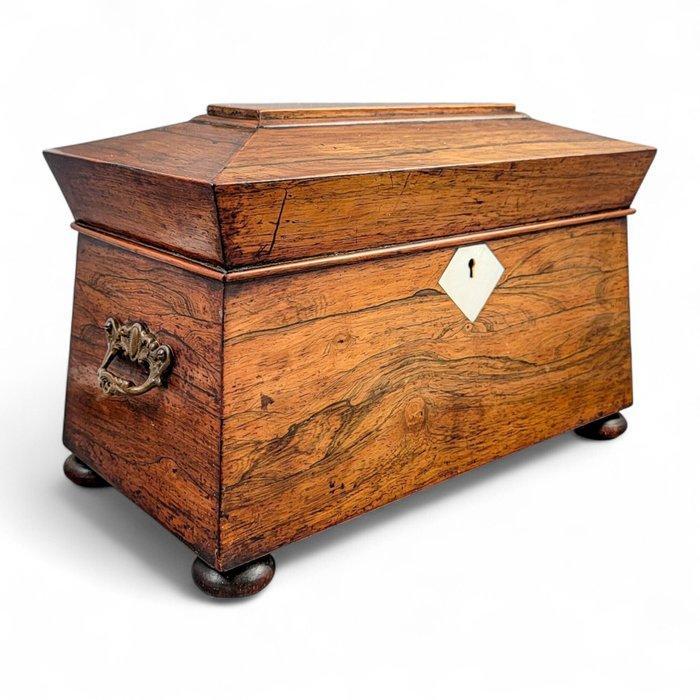 Large Regency rosewood sarcophagus tea caddy with original, Antiquités & Art, Antiquités | Meubles | Chaises & Canapés