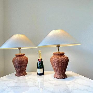 Lampe de table - Rotin, Osier - Une paire de lampes de table