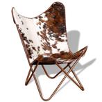 vidaXL Chaise papillon marron et blanc cuir de vache, Verzenden, Neuf