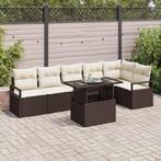 vidaXL Tuinbank Set met kussen 7 pcs Bruin Poly rattan, Tuin en Terras, Verzenden, Nieuw