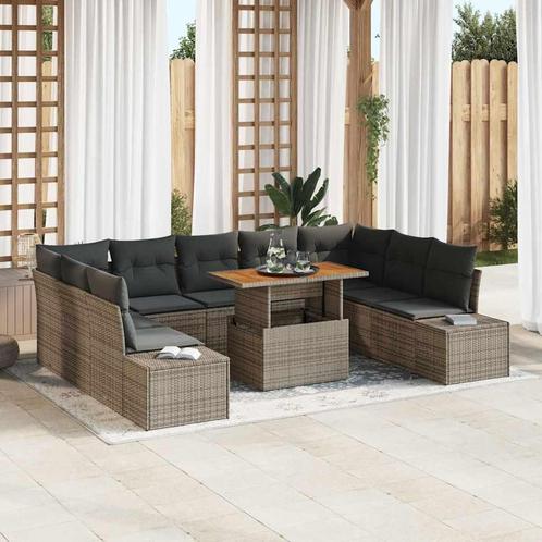 vidaXL Tuin Eettafel Set 10 pcs Grijs en Bruin 100 x 55 x 73, Tuin en Terras, Tuinsets en Loungesets, Nieuw, Verzenden