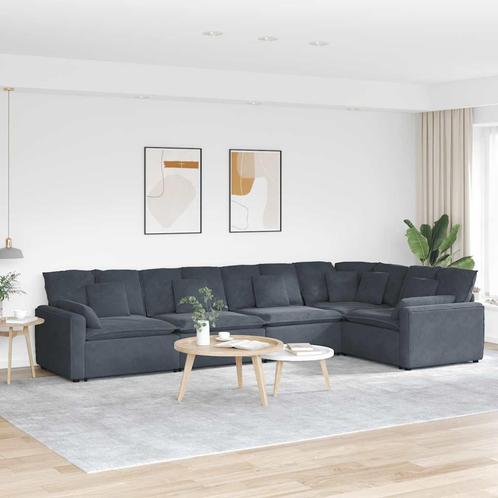 vidaXL Modulaire bank met kussens fluweel donkergrijs, Huis en Inrichting, Zetels | Zetels, Nieuw, Verzenden