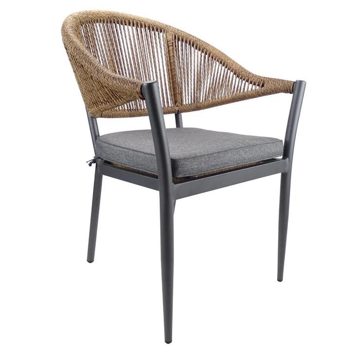 Stoel | PVC Rotan/Aluminium | Grijs/Cognac | In-/Outdoor |, Zakelijke goederen, Horeca | Keukenapparatuur, Nieuw in verpakking