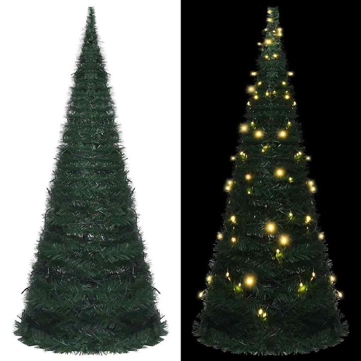 vidaXL Kunstkerstboom met verlichting pop-up 150 cm groen, Diversen, Kerst, Nieuw, Verzenden