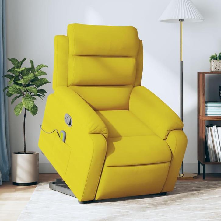 vidaXL Sta-op-massagestoel verstelbaar fluweel geel, Huis en Inrichting, Fauteuils, Nieuw, Verzenden