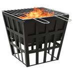 vidaXL Vuurplaats en barbecue 2-in-1 34x34x48 cm staal, Huis en Inrichting, Haarden, Verzenden, Nieuw