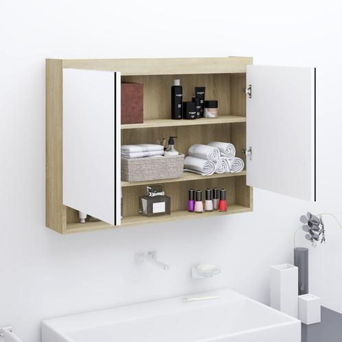 vidaXL Armoire à miroir de salle de bain 80x15x60cm MDF, Maison & Meubles, Tables | Coiffeuses, Neuf, Envoi