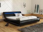 Tweepersoonsbed - Zwart - 160x200 cm met LED, Maison & Meubles, Chambre à coucher | Lits, Verzenden