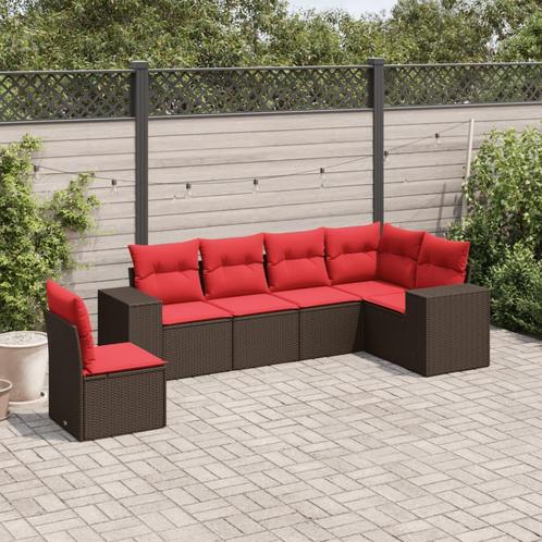 vidaXL 6-delige tuinbankset met kussens, bruin polyrotan, Tuin en Terras, Tuinsets en Loungesets, Nieuw, Verzenden