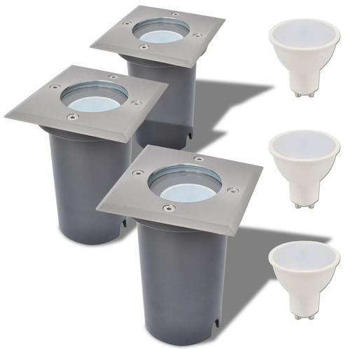 vidaXL LED-Grondspots buiten 3 stuks vierkant, Tuin en Terras, Buitenverlichting, Nieuw, Verzenden