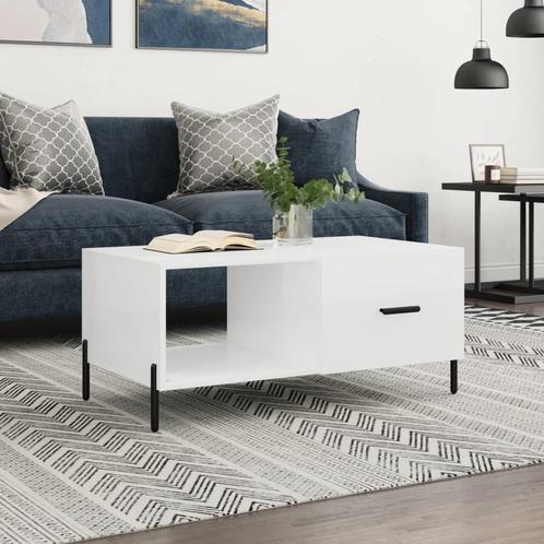 vidaXL Salontafel 90x50x40 cm bewerkt hout hoogglans wit, Huis en Inrichting, Tafels | Salontafels, Nieuw, Verzenden