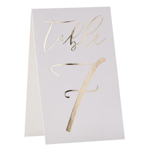 Gouden Tafelnummers 18cm 12st, Hobby en Vrije tijd, Feestartikelen, Nieuw, Verzenden