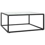 vidaXL Table basse Noir avec verre marbre blanc 80x80x35, Maison & Meubles, Verzenden, Neuf