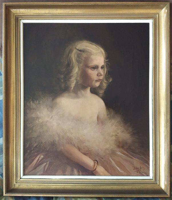 Dorus Arts (1901-1961) - Portret van meisje in roze jurk, Antiek en Kunst, Kunst | Schilderijen | Klassiek