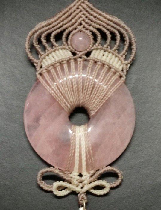 Rozenkwarts. Exclusief. Handgemaakt. Sieraden- 64.7 g, Verzamelen, Mineralen en Fossielen