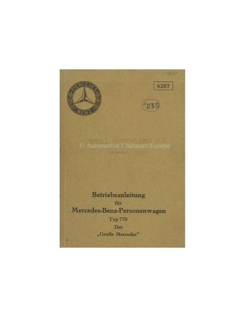 1931 MERCEDES BENZ TYPE 770 INSTRUCTIEBOEKJE DUITS, Autos : Divers, Modes d'emploi & Notices d'utilisation