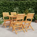 vidaXL 5-delige Tuinset massief teakhout, Tuin en Terras, Tuinsets en Loungesets, Verzenden, Nieuw, Tuinset