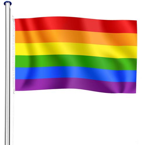 Aluminium vlaggenmast in hoogte verstelbaar met vlag - regen, Divers, Drapeaux & Banderoles, Envoi