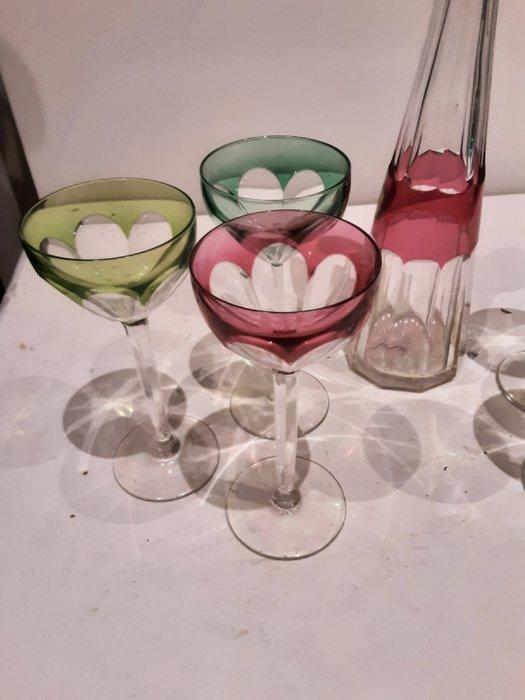 Karaf (7) - Kristal - Karaf en zes glazen, Antiek en Kunst, Antiek | Meubels | Tafels