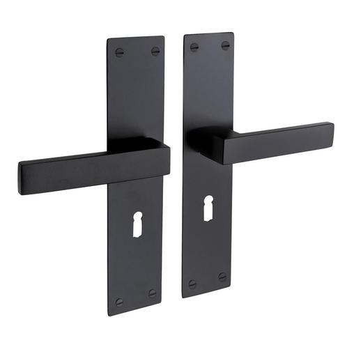 Nova op schild in zwart en sleutelgat 55 mm, Doe-het-zelf en Bouw, Hang- en Sluitwerk, Klink of Kruk, Nieuw, IJzer, Ophalen of Verzenden