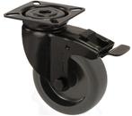Zwenkwiel Met Rem zwart met bevestigingsplaat 50 mm, Doe-het-zelf en Bouw, Zwenkwielen, Nieuw