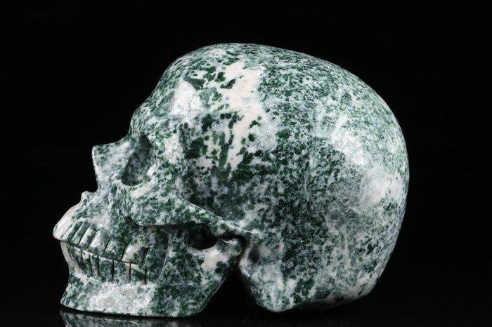 Gevlekte mosagaat-schedel Gesneden schedel - - - 9.7 cm -, Antiquités & Art, Curiosités & Brocante