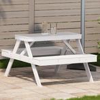 vidaXL Picknicktafel 105x134x75 cm massief grenenhout wit, Tuin en Terras, Verzenden, Nieuw