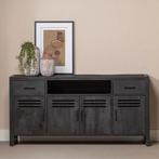 Dressoir Mangohout Tristan 180 Zwart, Verzenden, 150 tot 200 cm, Nieuw, Industriële meubels
