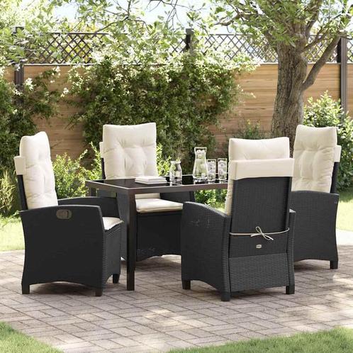 vidaXL Tuin Eettafel Set 5 pcs Zwart poly rattan, Tuin en Terras, Tuinsets en Loungesets, Nieuw, Verzenden