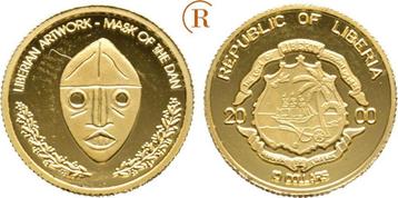 10 Dollar 1,21 Gramm Feingoud 2000 Liberia: goud beschikbaar voor biedingen