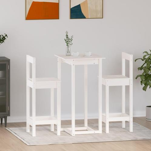 vidaXL 3-delige Barset massief grenenhout wit, Huis en Inrichting, Complete eetkamers, Nieuw, Verzenden