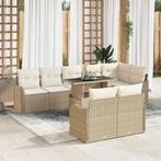 vidaXL Tuinbank Set met kussen 9 pcs Beige Poly rattan, Tuin en Terras, Verzenden, Nieuw