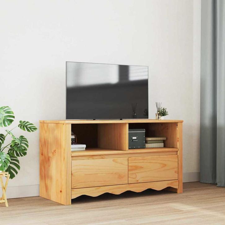 vidaXL TV-kast Drammen Eiken 99 x 43 x 55 cm Massief, Huis en Inrichting, Kasten |Televisiemeubels, Nieuw, Verzenden