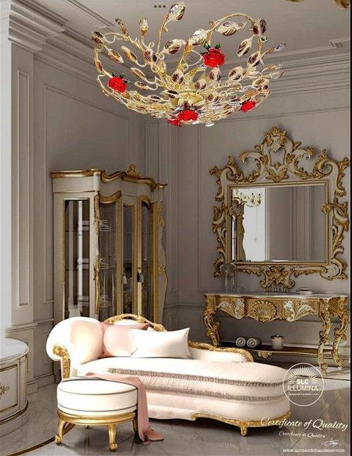 SLC Illumina - MG - Plafonnier - Plaf Rose ivoire or arg 6L, Antiek en Kunst, Kunst | Designobjecten