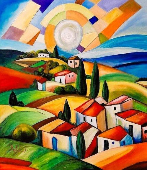 Denis Mihai - Abstract sun rise, Antiek en Kunst, Kunst | Schilderijen | Klassiek