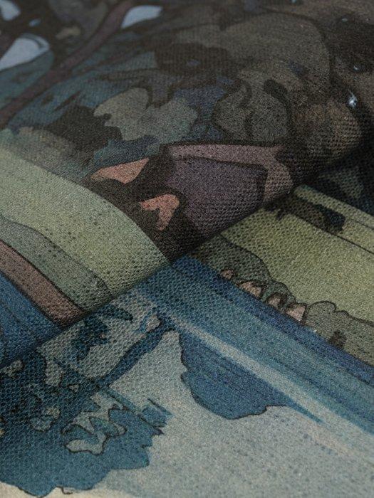 Verfijnd gemengd linnen - 70x103 cm - Ukiyo-e-werk van, Antiek en Kunst, Kunst | Designobjecten