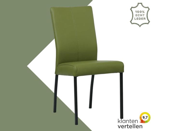 Leren eetkamerstoel Comfort - Toledo Apple Green (groen) -, Huis en Inrichting, Stoelen, Overige kleuren, Eén, Nieuw, Leer, Ophalen of Verzenden