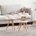 vidaXL Salontafel 3 pcs Bruin Massief Notenhout, Huis en Inrichting, Verzenden, Nieuw