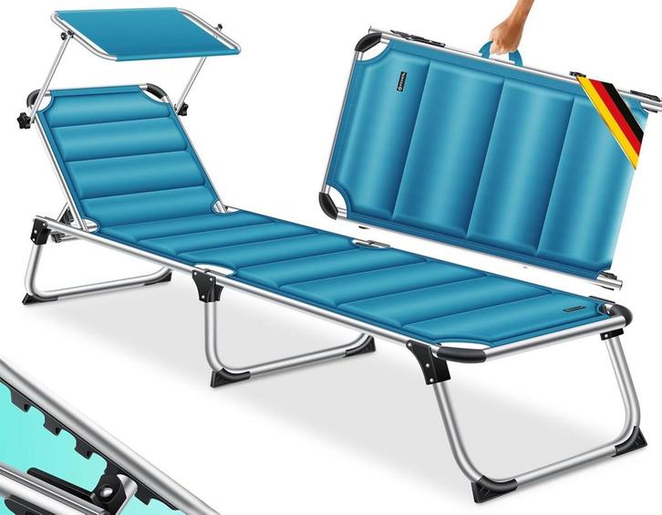 Ligstoel - loungebed - lengte 212 cm - alu frame - zonnedak, Tuin en Terras, Tuinsets en Loungesets, Verzenden