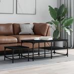 vidaXL 2-delige Tafeltjesset bewerkt hout zwart, Huis en Inrichting, Tafels | Salontafels, Verzenden, Nieuw